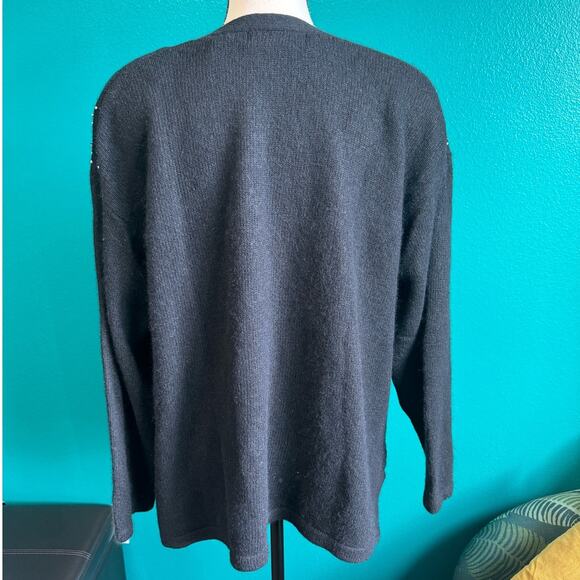 Vintage Karen Scott Angora Silk Lambswool Black Beaded Sweater Women's 2X - Picture 5 of 10